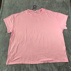 Misifi Womens 3XL Pink Short Sleeve Oversized T-Shirt Crew Neck Solid Tee NEW
